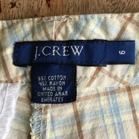 Vintage J. Crew Plaid Hi Rise Shorts 90s Tan - Sz 6 - Picture 7 of 8